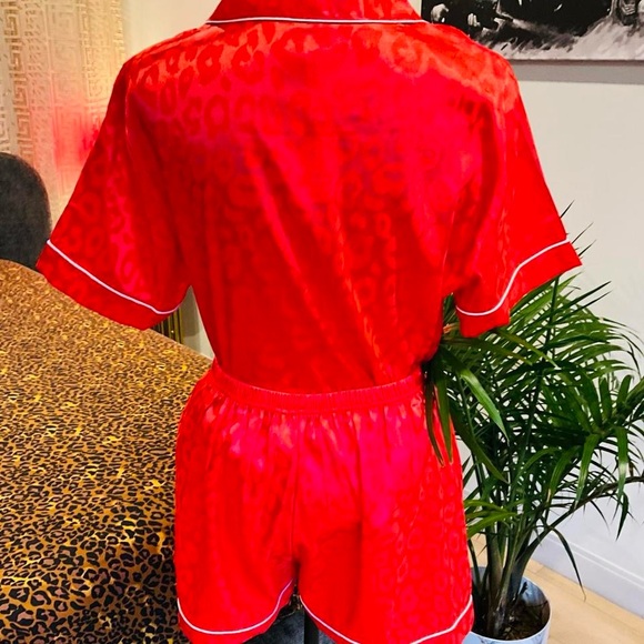 Red Leopard Matching Satin Set - Picture 5 of 9